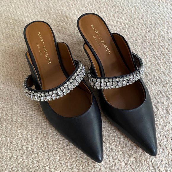 Kurt Geiger Shoes - Kurt Geiger Duchess Crystal Embellished mid-heel mules in black